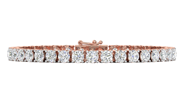 14.00 Ctw Round Brilliant Diamond Tennis Bracelet In 14K Rose Gold