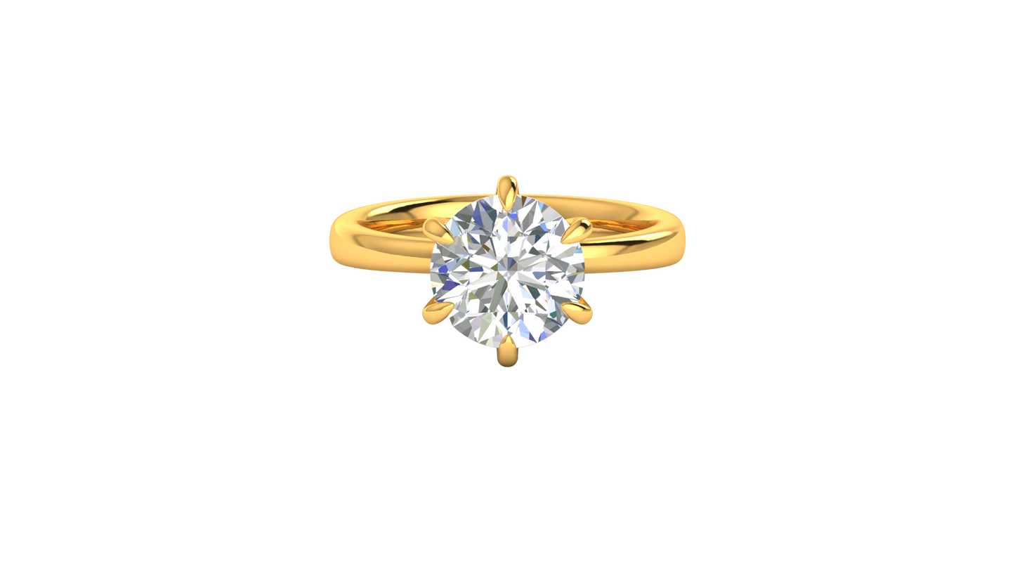 3.00 Ctw Classic Solitaire Engagement Ring Set In 14K Yellow Gold