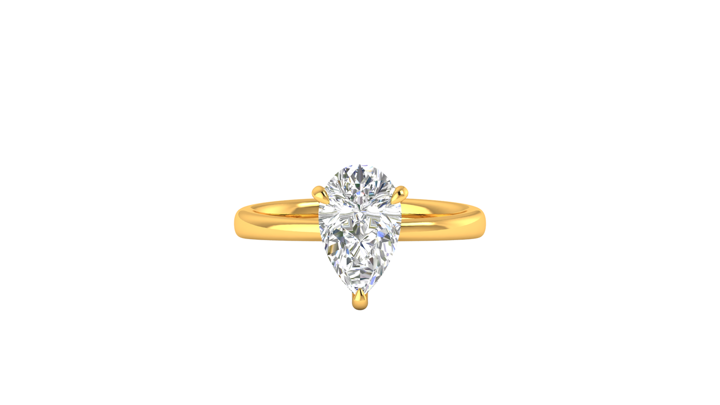 2.00 Ctw Pear Cut Solitaire Engagement Ring Set In 14K Yellow Gold