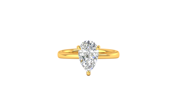 2.00 Ctw Pear Cut Solitaire Engagement Ring Set In 14K Yellow Gold