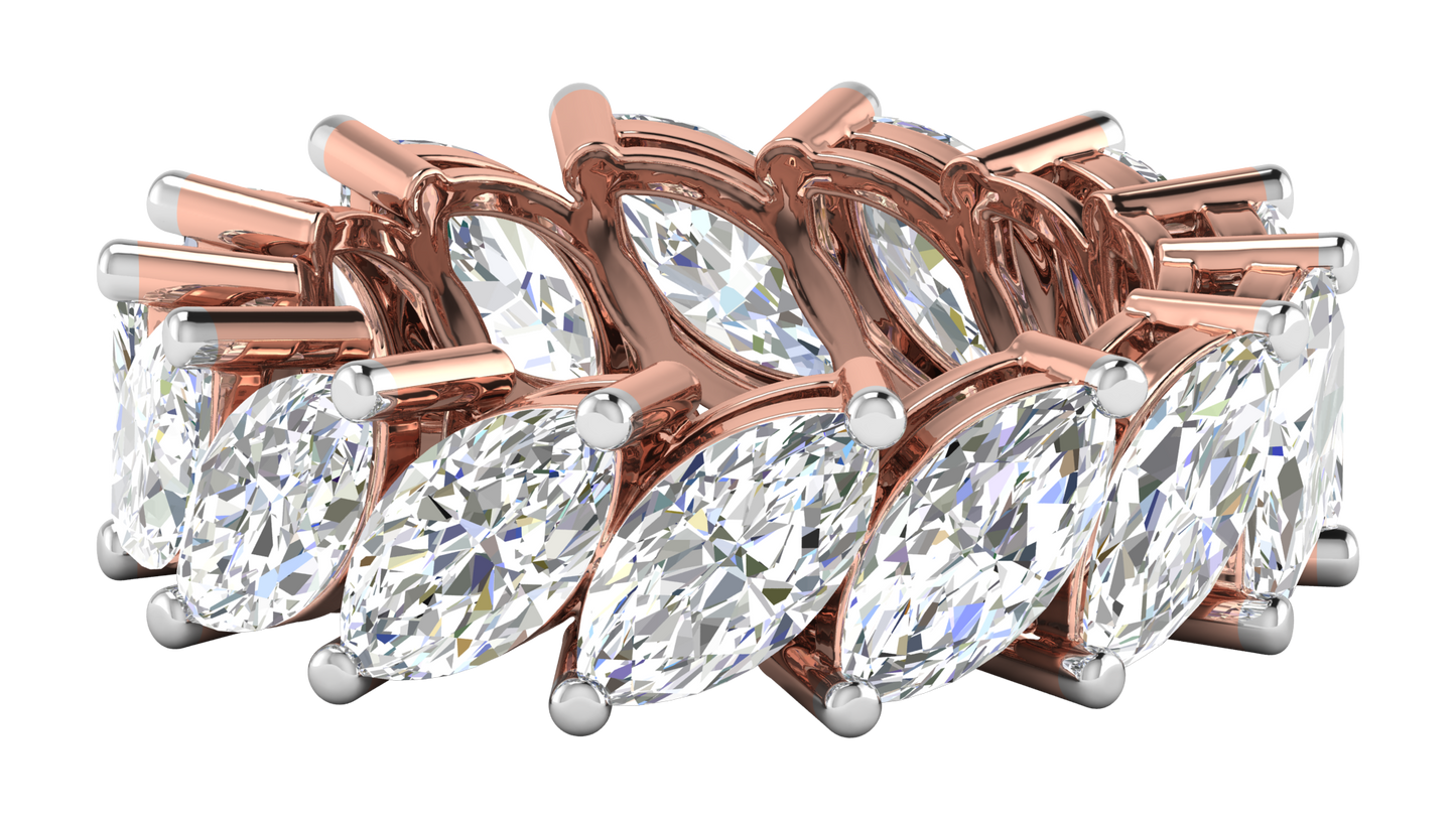 7.00 Ctw Marquise Cut Diamond Eternity Band Set In 14K Rose Gold