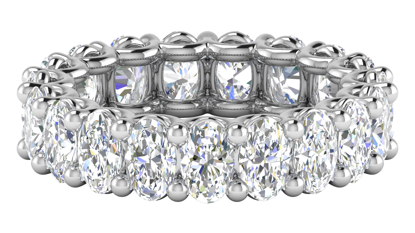 5.70 Ctw Oval Cut Diamond Eternity Band Set In 14K White Gold