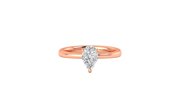 1.00 Ctw Pear Cut Solitaire Engagement Ring Set In 14K Rose Gold