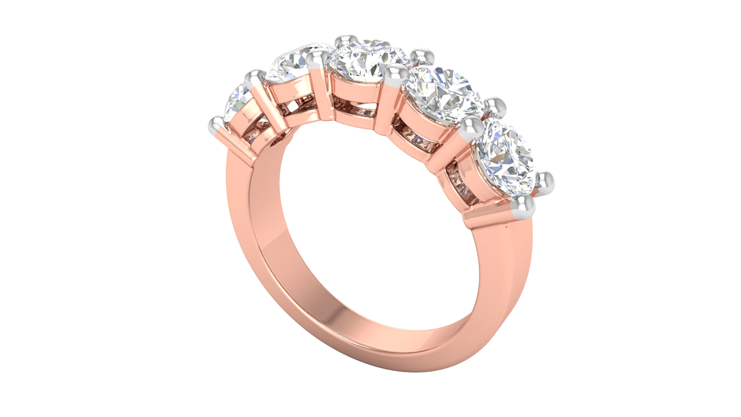 2.50 Ctw Elegant Five-Stone Wedding Band Set In 14K Rose Gold