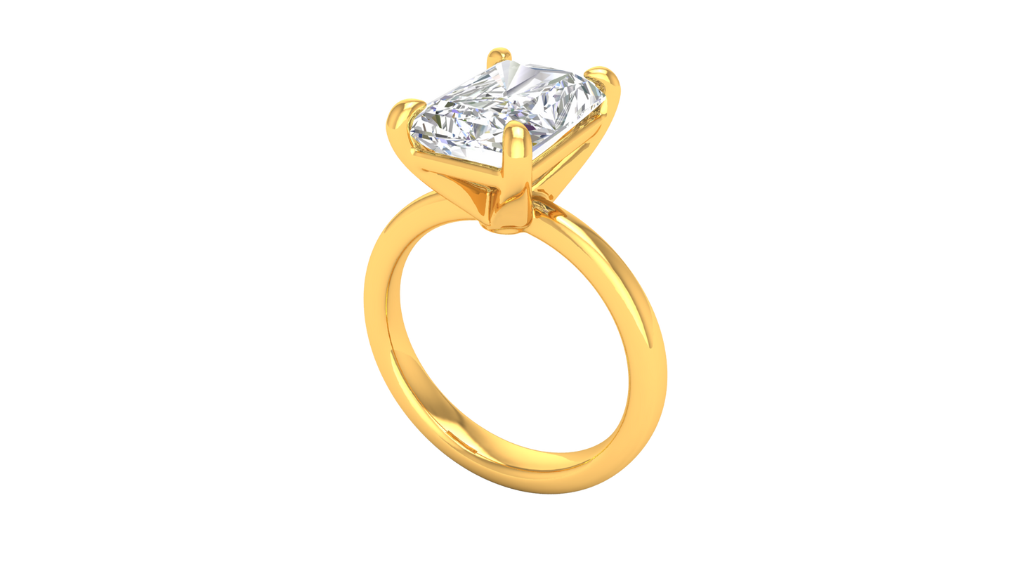 4.00 Ctw Radiant Cut Solitaire Engagement Ring Set In 14K Yellow Gold
