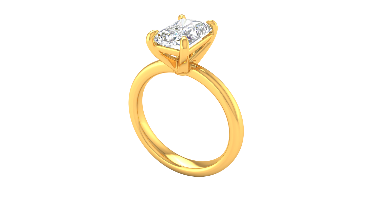 2.00 Ctw Radiant Cut Solitaire Engagement Ring Set In 14K Yellow Gold