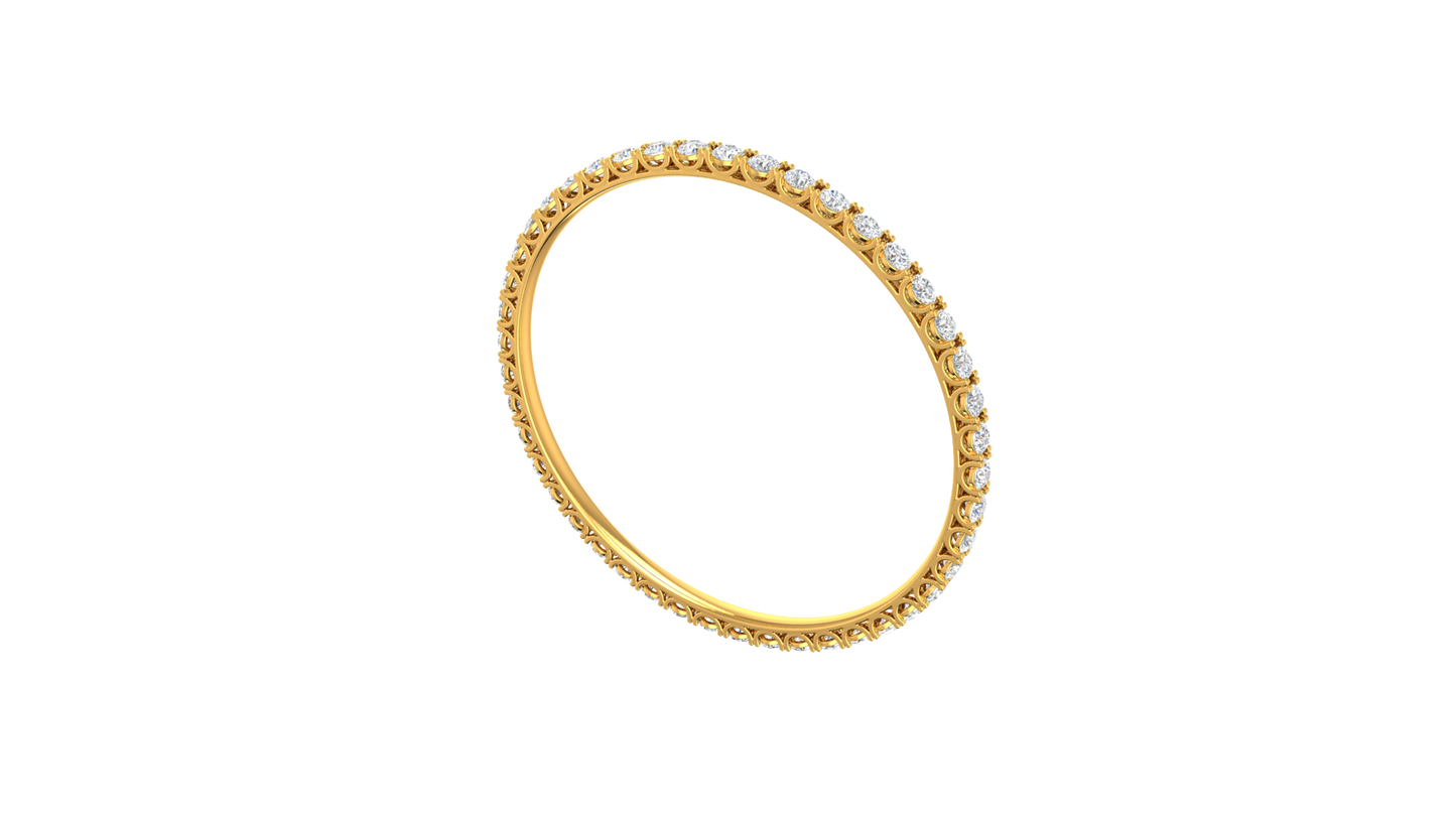17.10 Ctw Round Cut Diamond Bangle | Shared Prong Diamond Bangle Set In Luxury 14K Yellow Gold