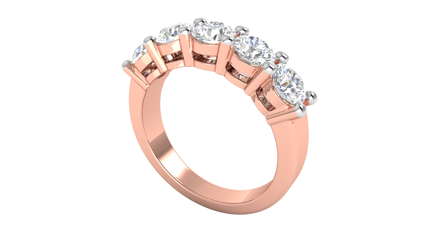 2.00 Ctw Elegant Five-Stone Wedding Band Set In 14K Rose Gold