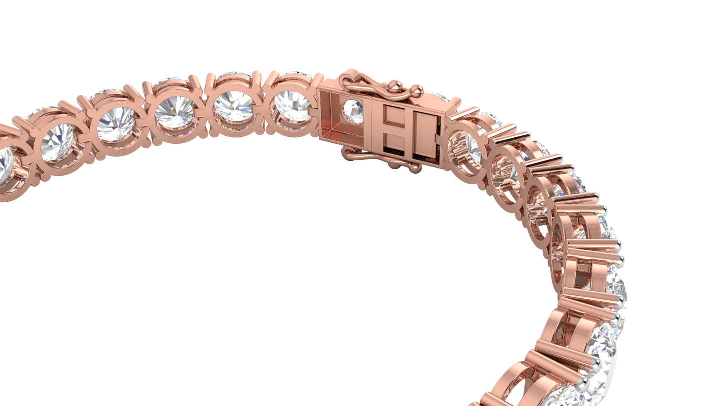 27.00 Ctw Round Brilliant Diamond Tennis Bracelet In 14K Rose Gold