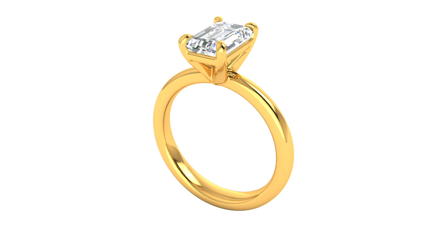 2.00 Ctw Emerald Cut Solitaire Engagement Ring Set In 14k Yellow Gold