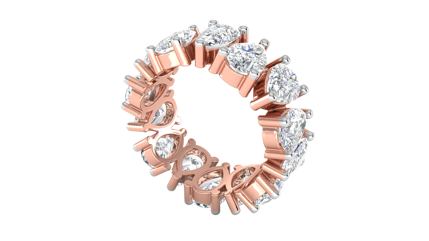 7.00 Ctw Pear Cut Diamond Eternity Band Set In 14K Rose Gold