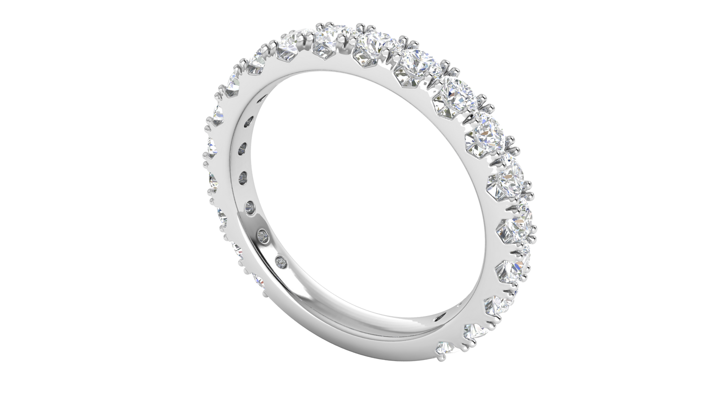 1.20 Ctw Timeless 4 Prong Wedding Band Set In 14K White Gold