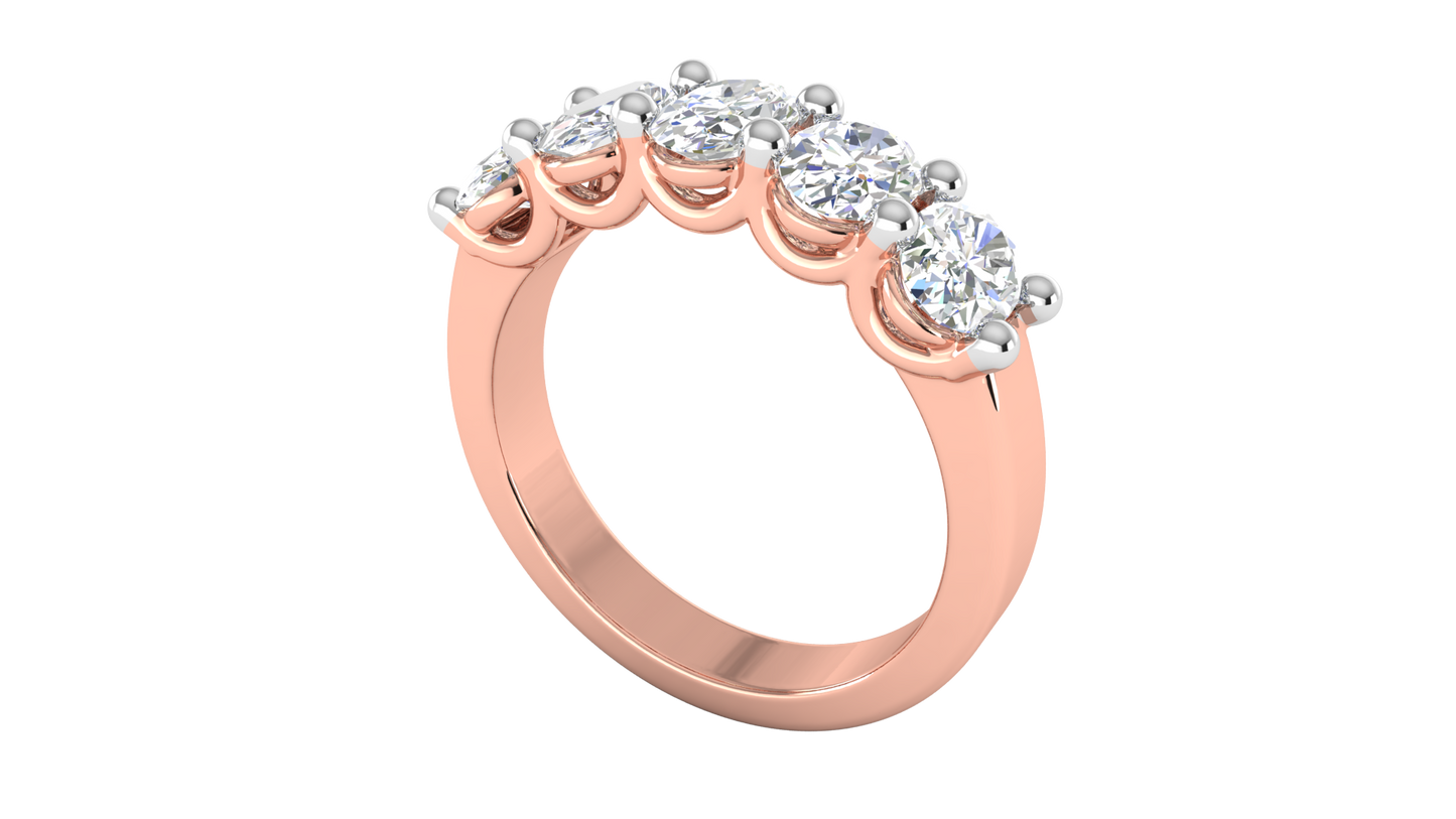 2.00 Ctw Luxurious Oval Cut Five-Stone Wedding Band With U-Shape Prong Setting In 14K Rose Gold