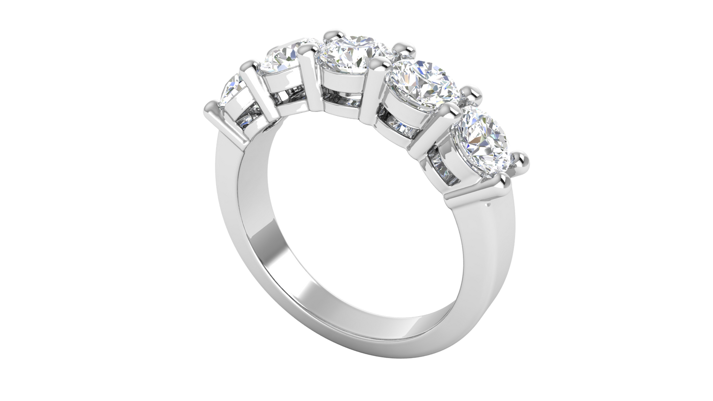 2.00 Ctw Elegant Five-Stone Wedding Band Set In 14K White Gold