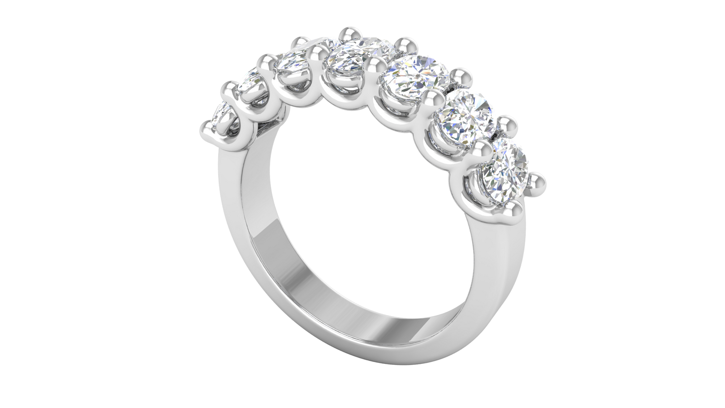 2.10 Ctw Luxurious Oval Cut Seven Stone Wedding Band With U-Shape Prong Setting In 14K White Gold
