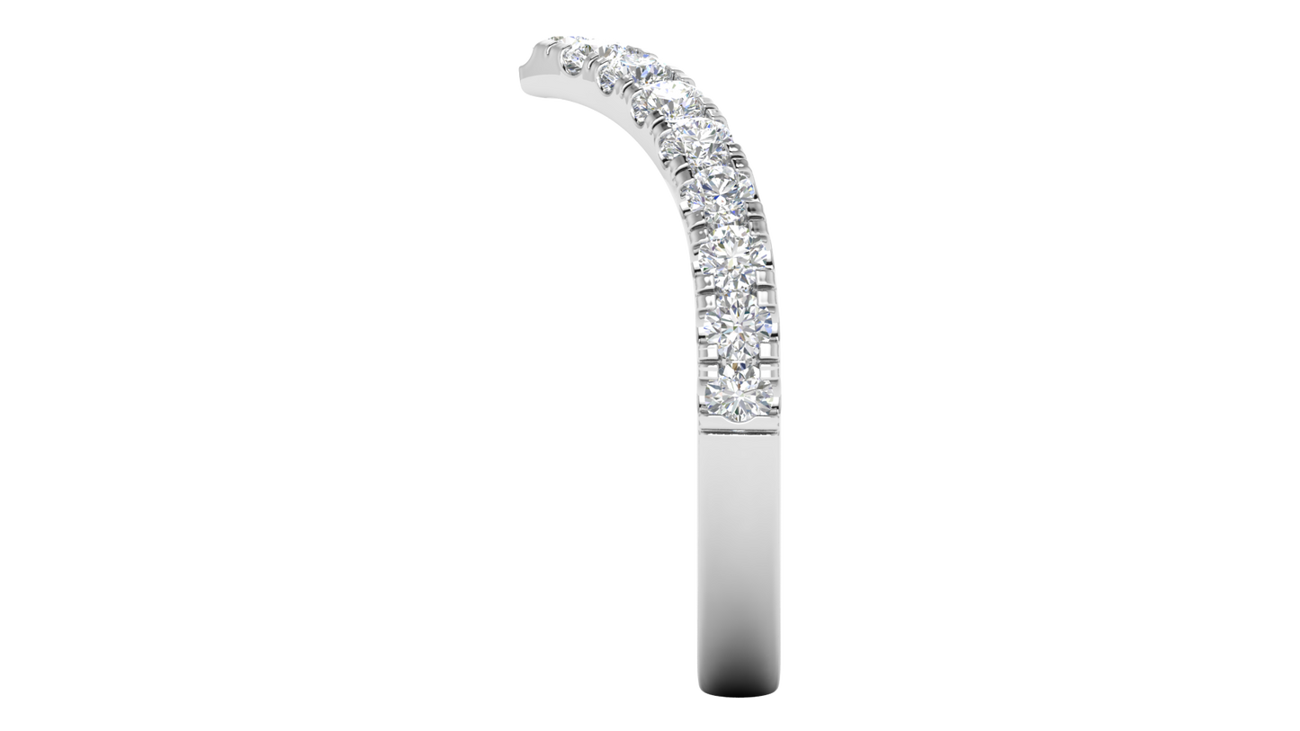 0.68 Ctw Elegant Diamond Chevron Ring Set In 14K White Gold
