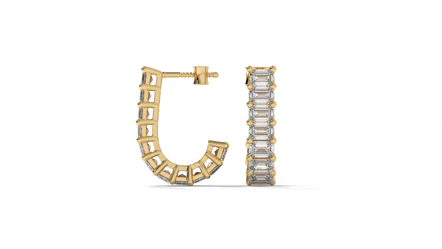 2.20 CTW Emerald-Cut Diamond Hoop Earrings in 14K Yellow Gold