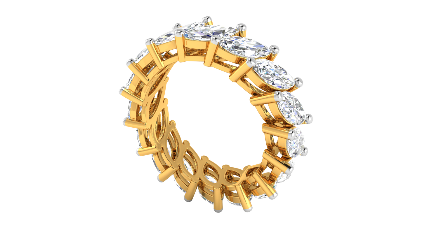 4.80 Ctw Marquise Cut Diamond Eternity Band Set In 14K Yellow Gold