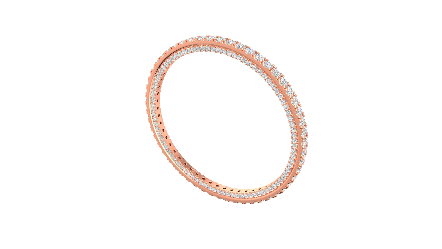 32.40 Ctw Round Cut Diamond Bangle | Double Row Pavé-Set Luxury Diamond Bangle Set In 14K Rose Gold