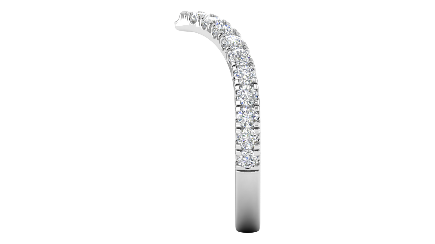 0.63 Ctw Elegant Diamond Chevron Ring Set In 14K White Gold