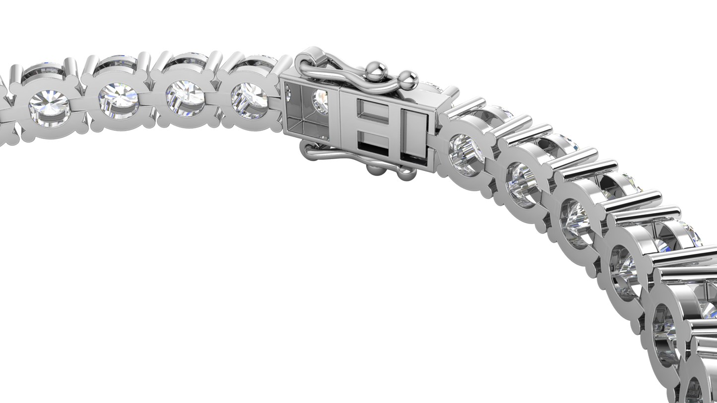 14.00 Ctw Round Brilliant Diamond Tennis Bracelet In 14K White Gold