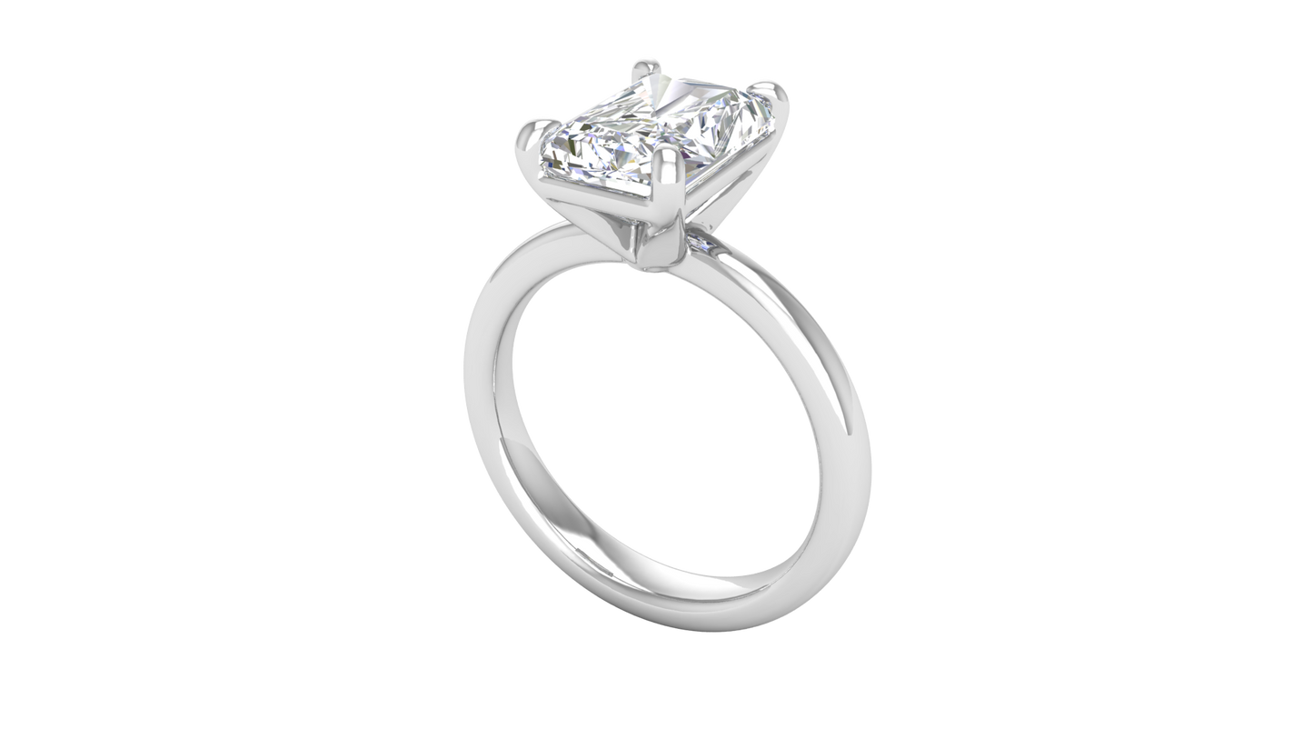 3.00 Ctw Radiant Cut Solitaire Engagement Ring Set In 14K White Gold
