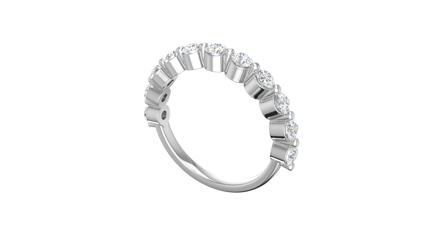 0.88 Ctw Bezal-Set Wedding Band Set In 14K White Gold