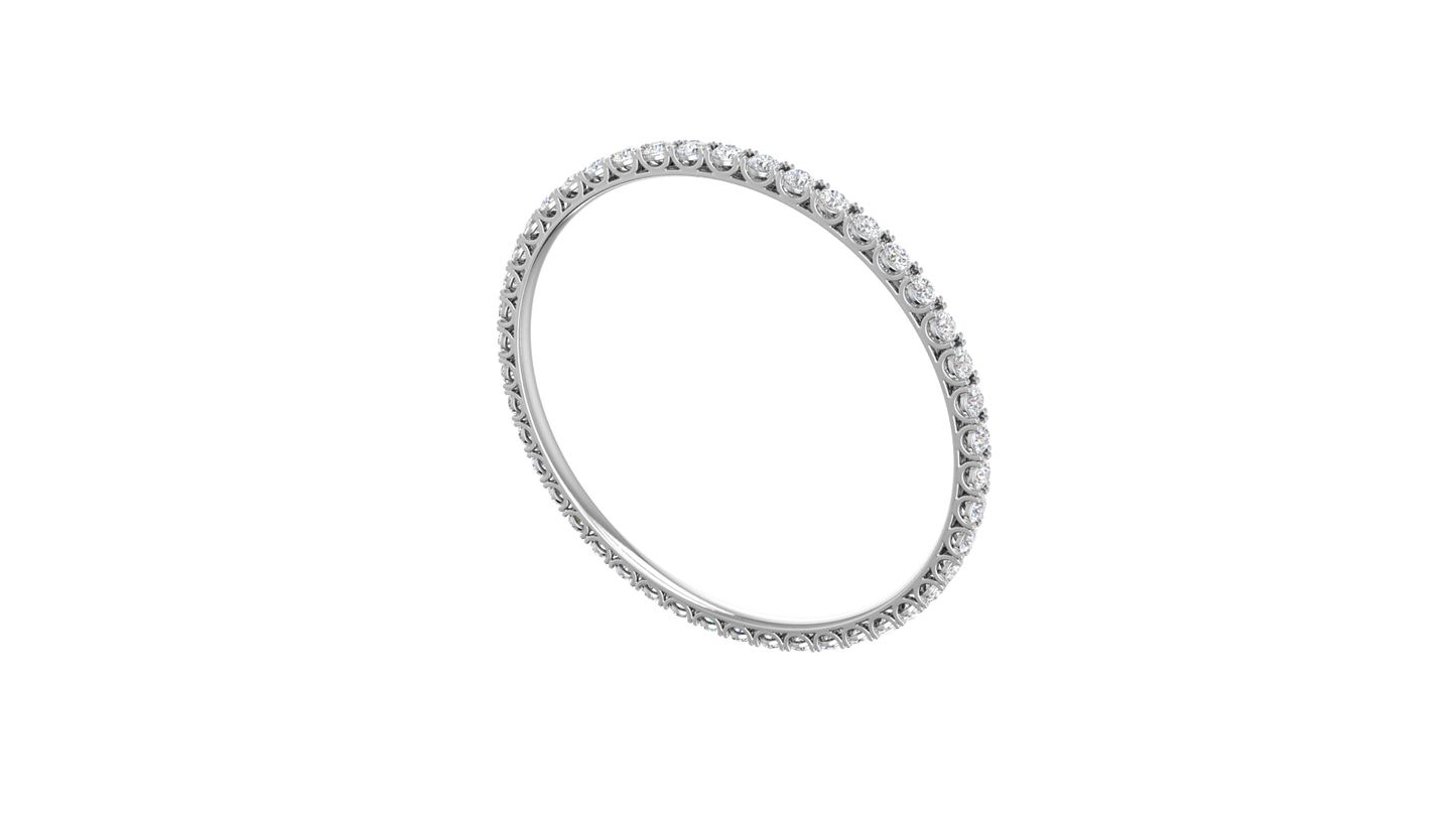 17.10 Ctw Round Cut Diamond Bangle | Shared Prong Diamond Bangle Set In Luxury 14K White Gold