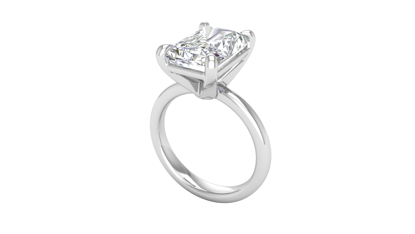 5.00 Ctw Radiant Cut Solitaire Engagement Ring Set In 14K White Gold