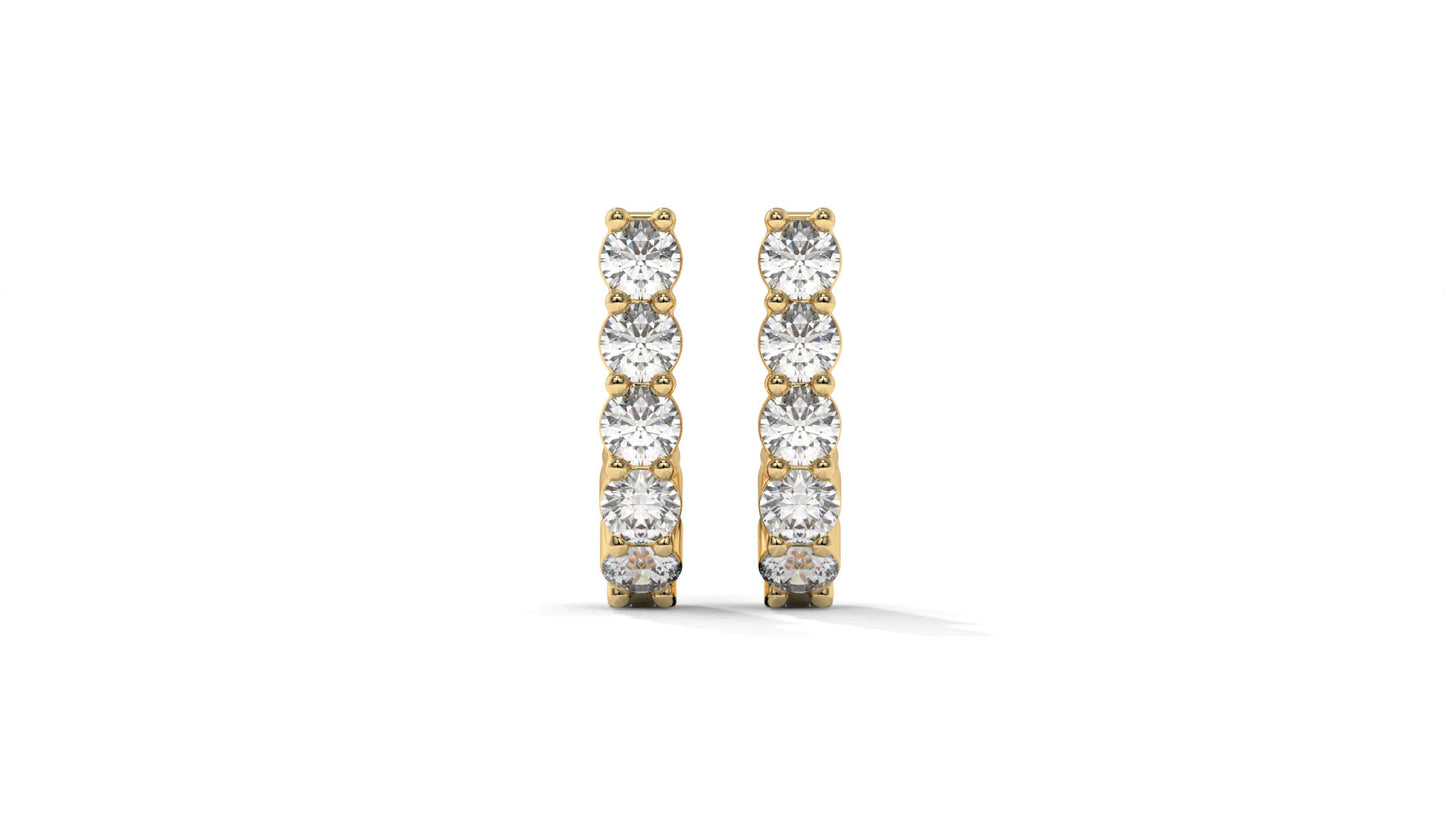 0.74 CTW Round Diamond Hoop Earrings In 14K Yellow Gold – Shared-Prong Setting