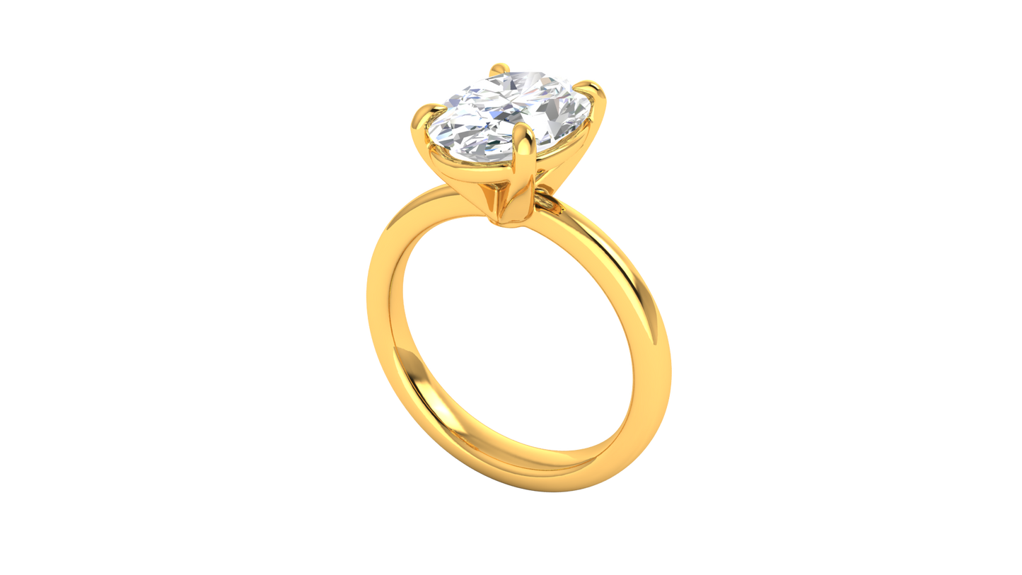 3.00 Ctw Oval Cut Solitaire Engagement Ring Set In 14K Yellow Gold
