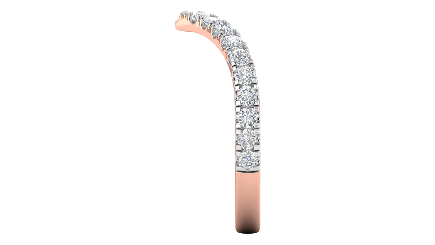 0.63 Ctw Elegant Diamond Chevron Ring Set In 14K Rose Gold