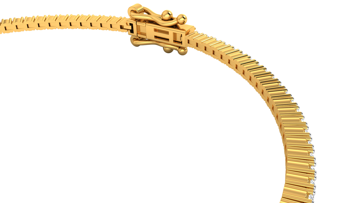 1.08 Ctw Round Brilliant Diamond Tennis Bracelet In 14K Yellow Gold