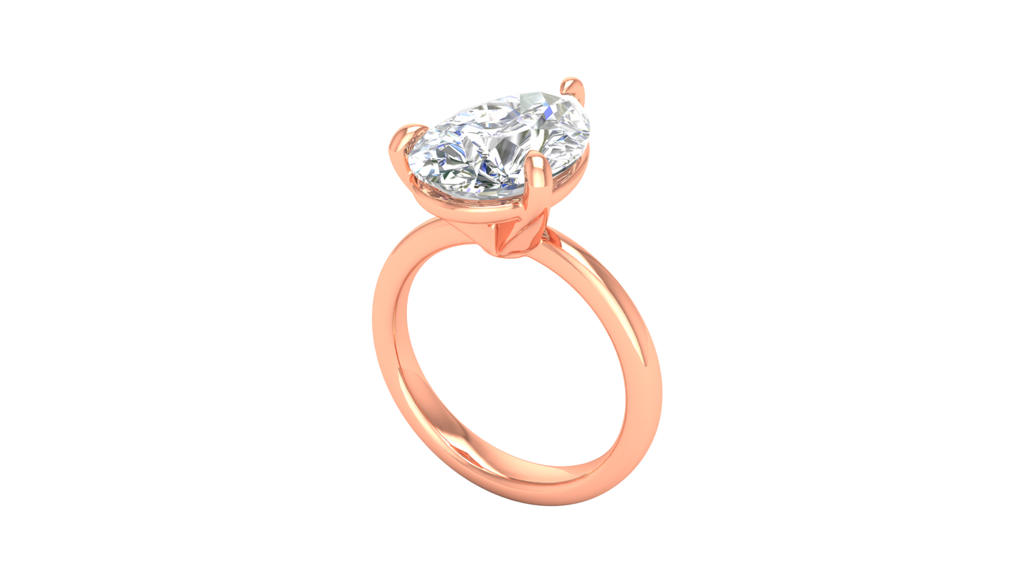 5.00 Ctw Pear Cut Solitaire Engagement Ring Set In 14K Rose Gold