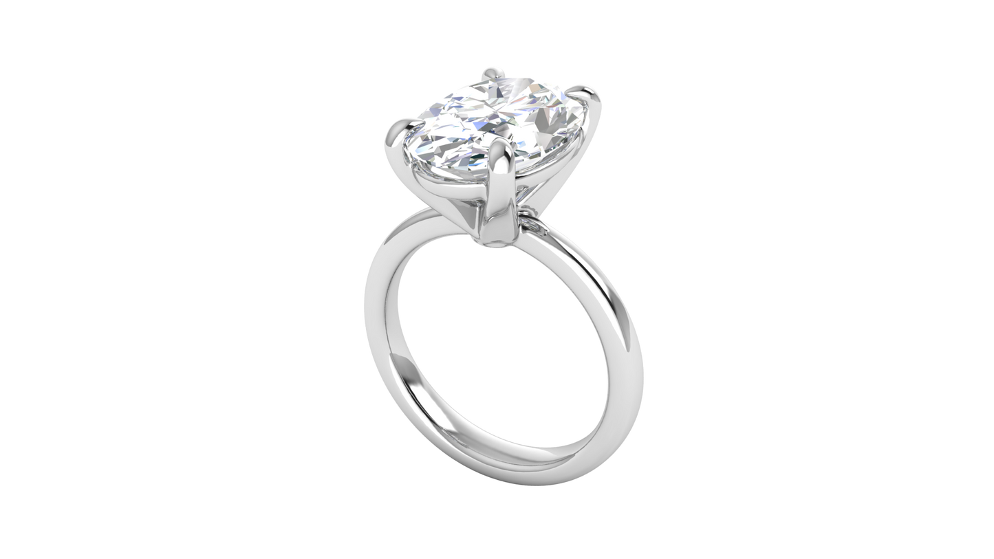 5.00 Ctw Oval Cut Solitaire Engagement Ring Set In 14K White Gold