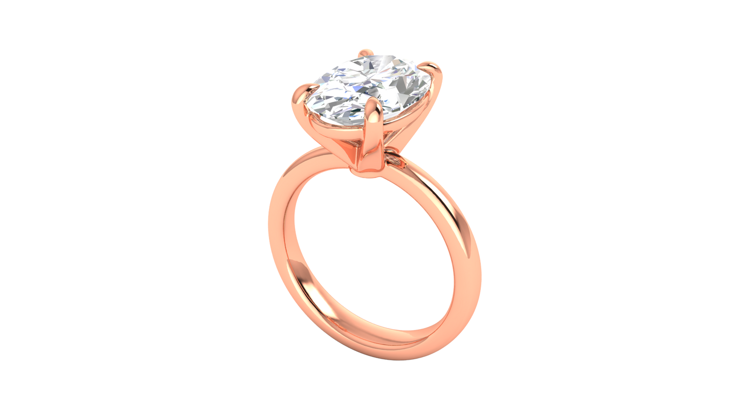 4.00 Ctw Oval Cut Solitaire Engagement Ring Set In 14k Rose Gold