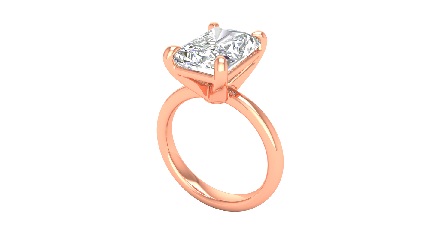 5.00 Ctw Radiant Cut Solitaire Engagement Ring Set In 14K Rose Gold