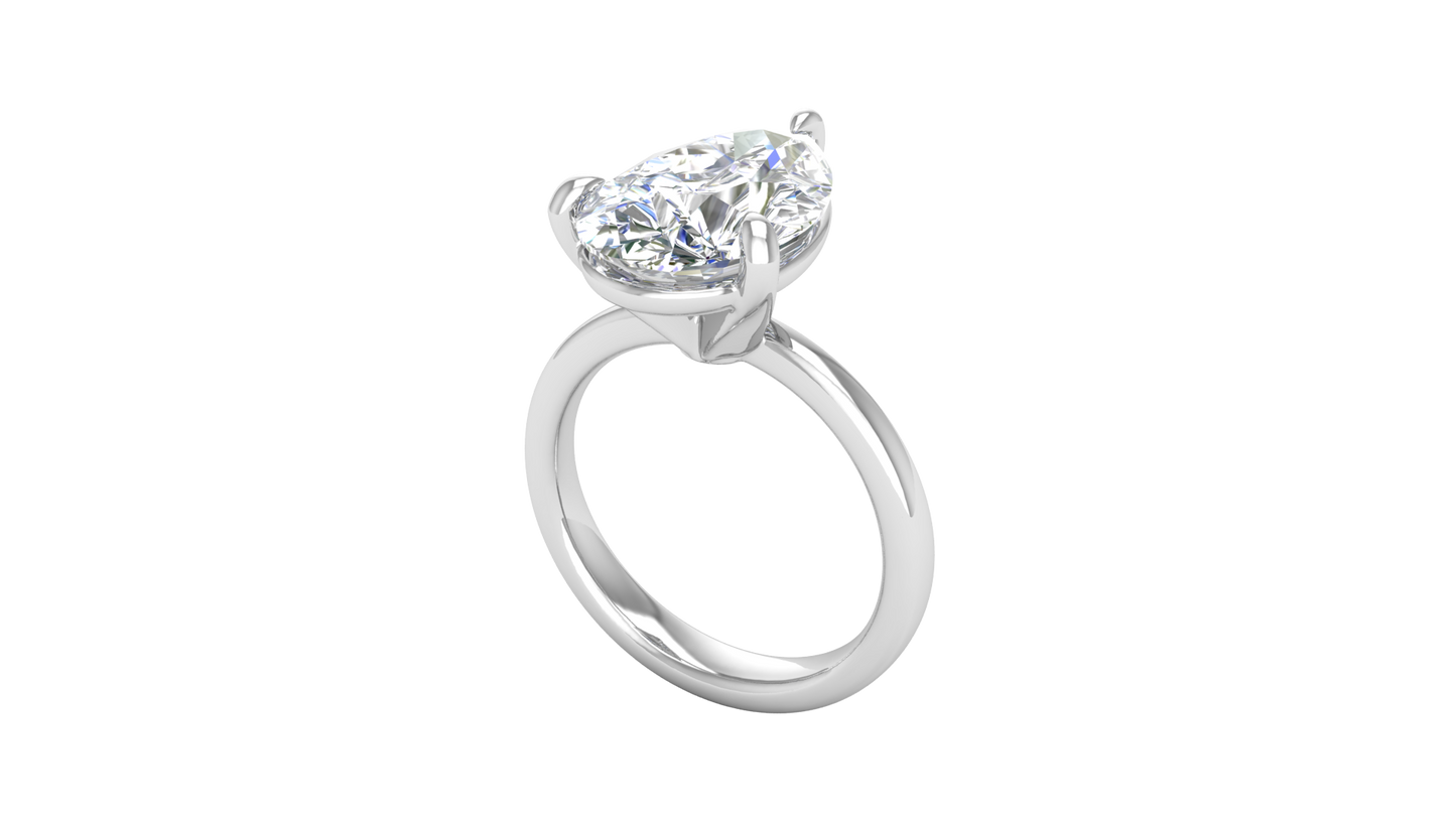 5.00 Ctw Pear Cut Solitaire Engagement Ring Set In 14K White Gold