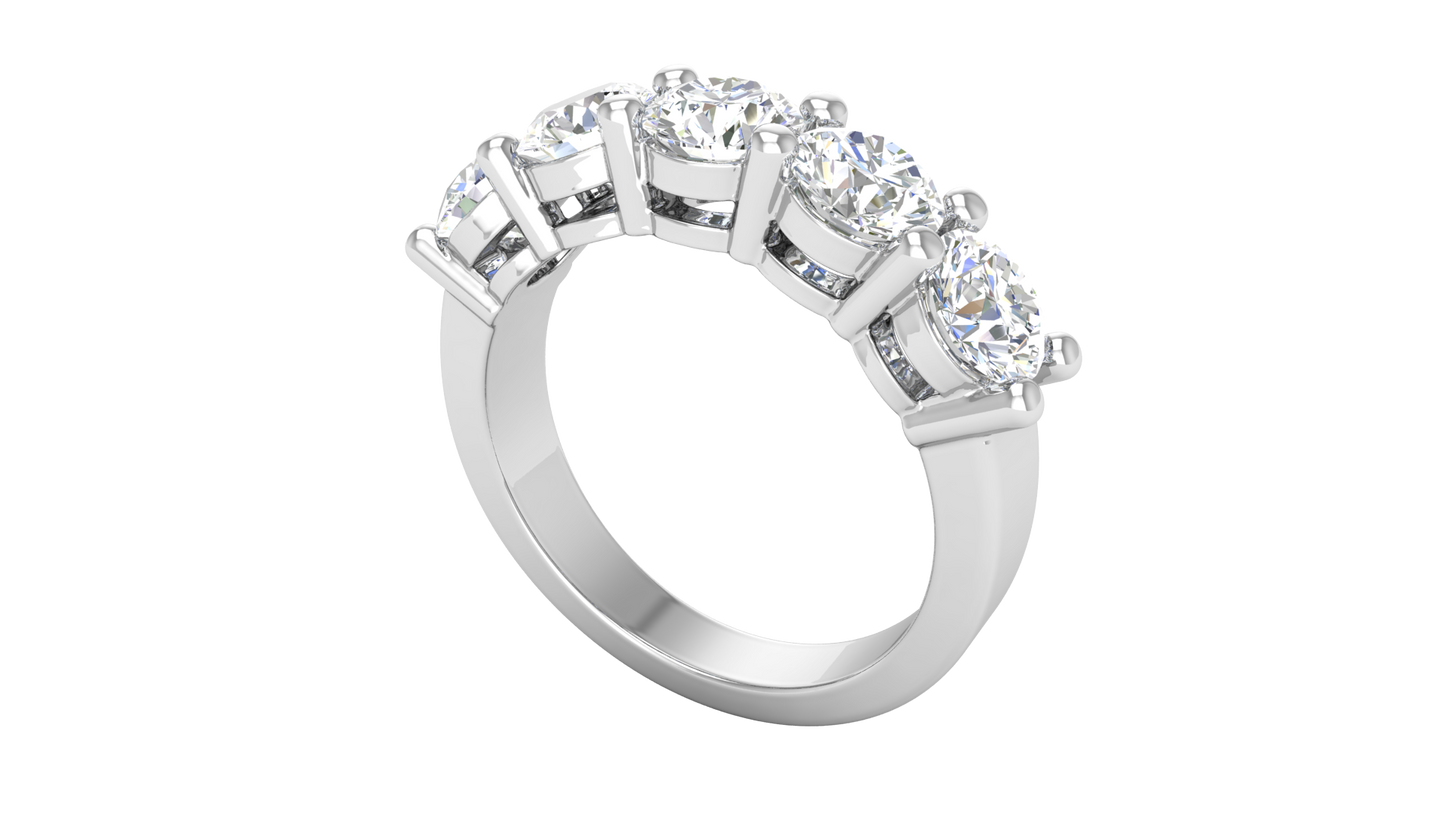 2.50 Ctw Elegant Five-Stone Wedding Band Set In 14K White Gold