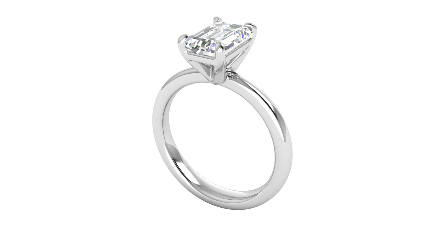 2.00 Ctw Emerald Cut Solitaire Engagement Ring Set In 14k White Gold