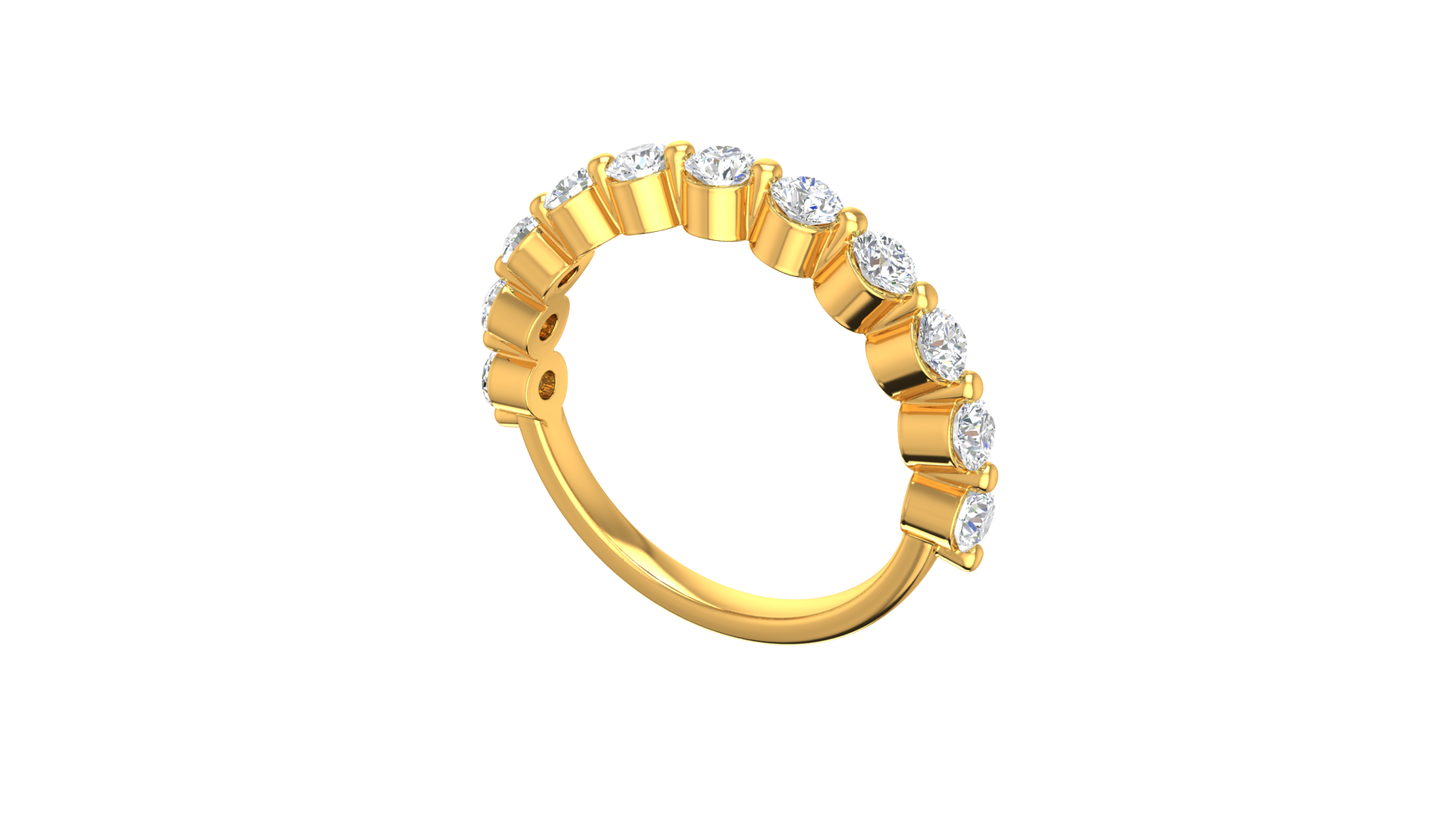 0.60 Ctw Bezal-Set Wedding Band Set In 14K Yellow Gold