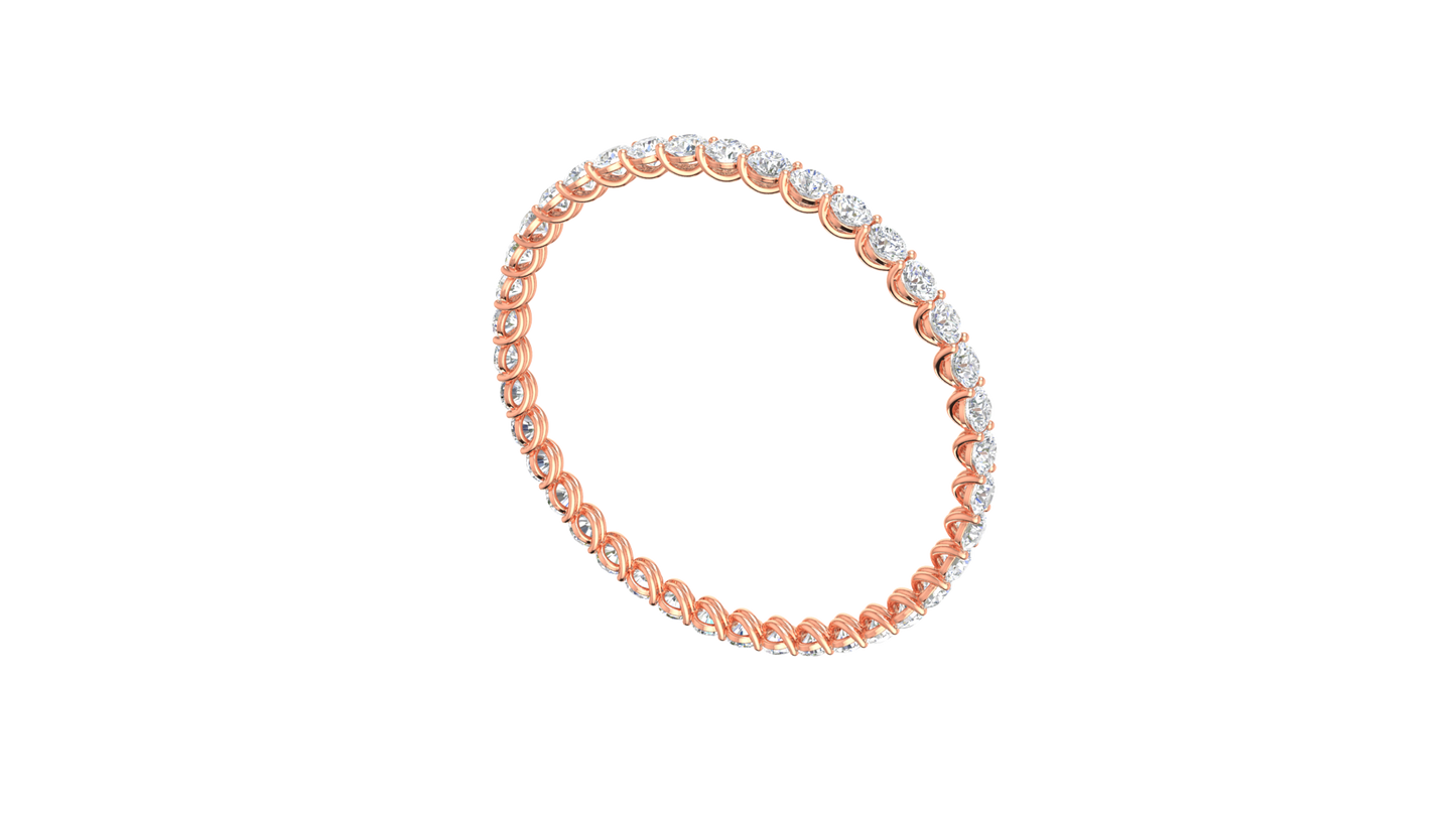 39.00 Ctw Round Cut Diamond Bangle | Twisted Eternity Diamond Bangle Set In Luxury 14K Rose Gold
