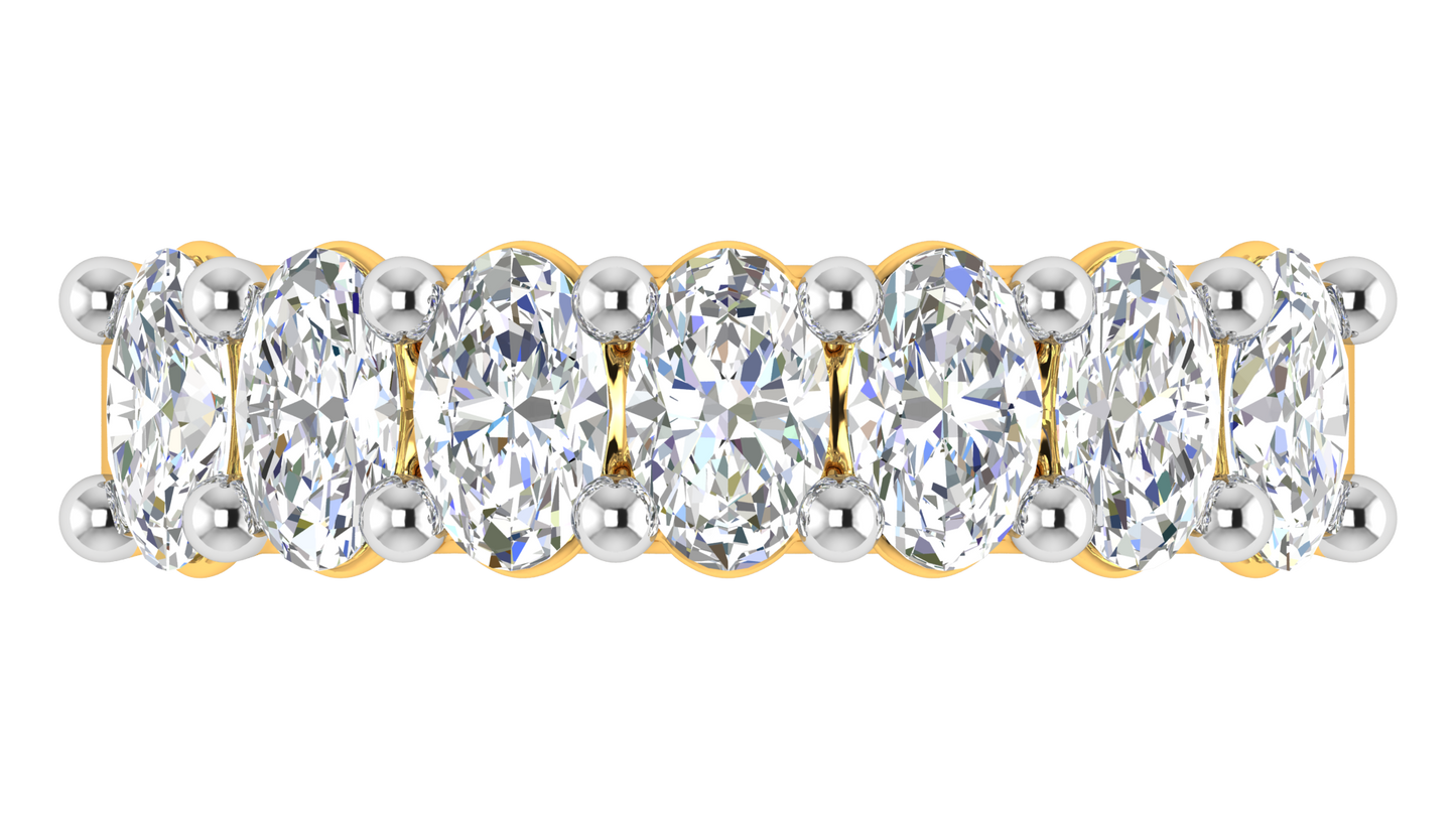 2.10 Ctw Luxurious Oval Cut Seven Stone Wedding Band With U-Shape Prong Setting In 14K Yellow Gold