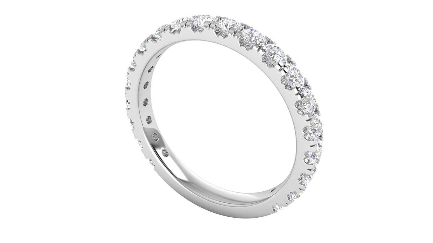 0.90 Ctw Timeless 4 Prong Wedding Band Set In 14K White Gold