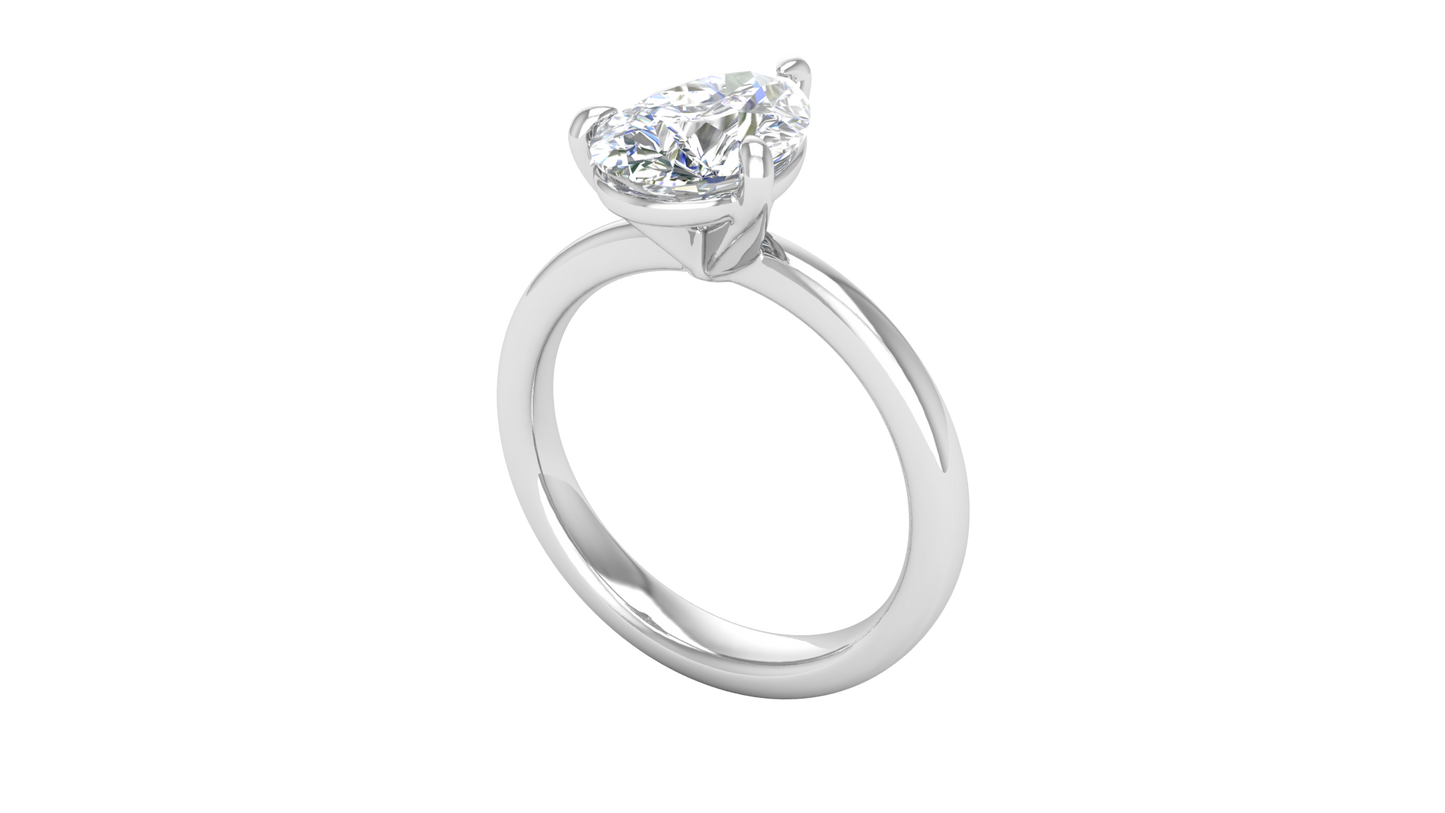 2.00 Ctw Pear Cut Solitaire Engagement Ring Set In 14K White Gold