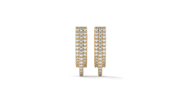 0.41 CTW Round Diamond Triple-Row Hoop Earrings in 14K Yellow Gold – Pavé Setting