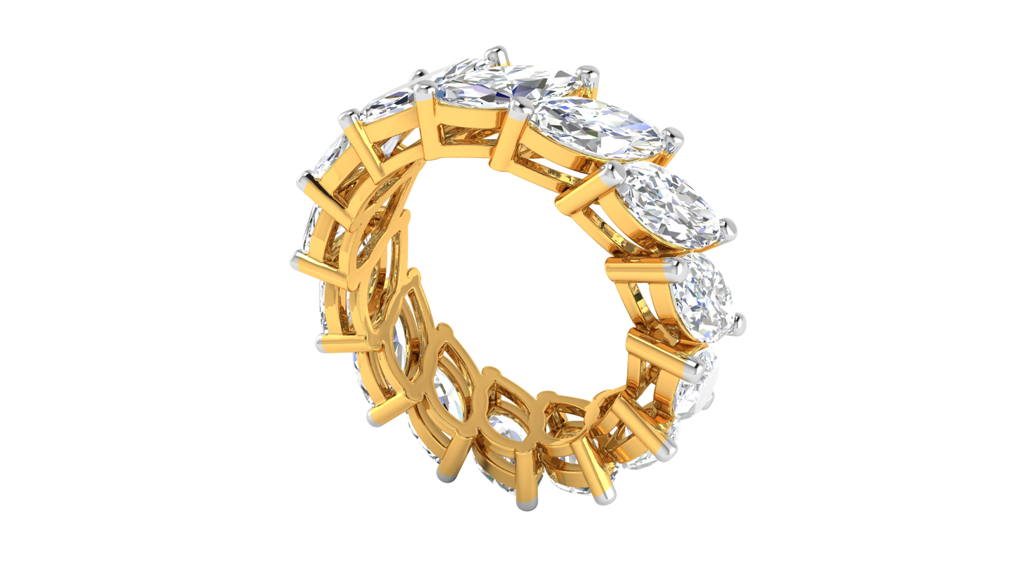 7.00 Ctw Marquise Cut Diamond Eternity Band Set In 14K Yellow Gold