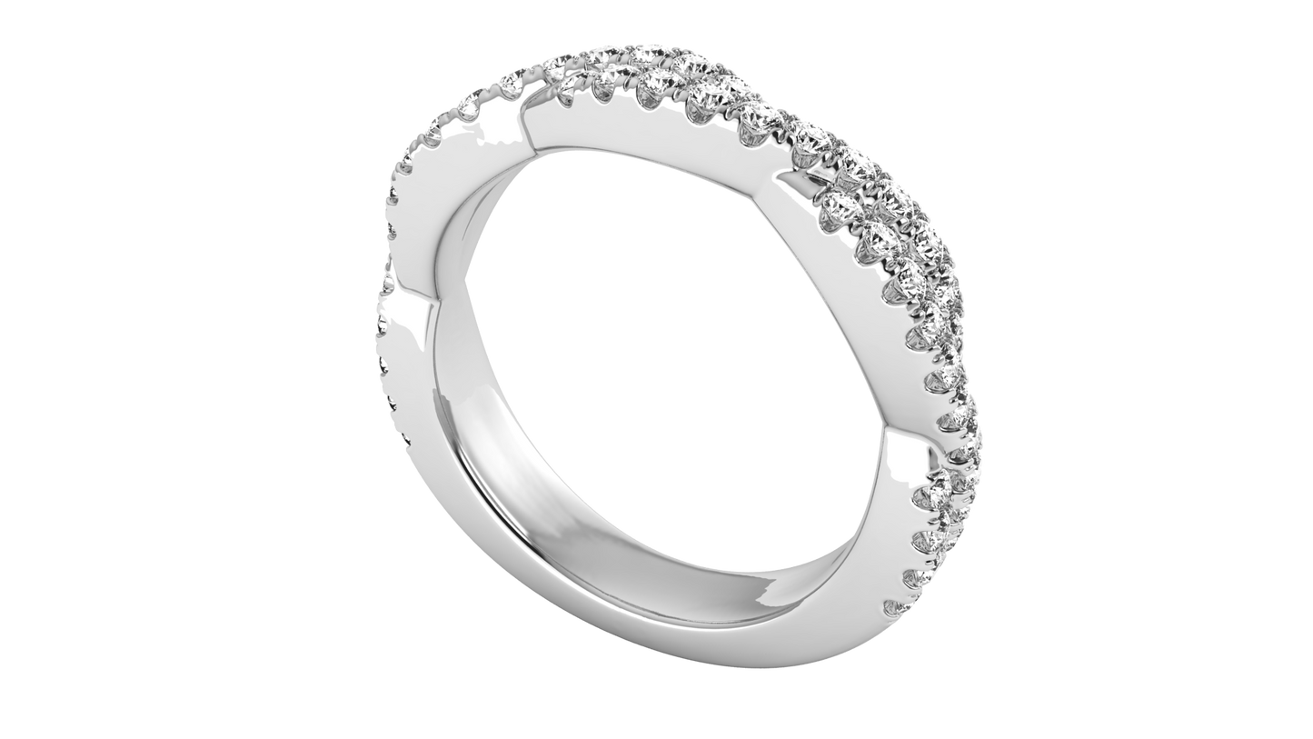 0.68 Ctw Sparkling Infinity Diamond Ring Set In 14K White Gold