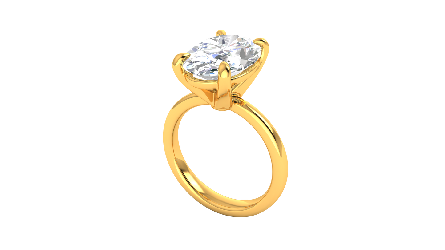 5.00 Ctw Oval Cut Solitaire Engagement Ring Set In 14K Yellow Gold