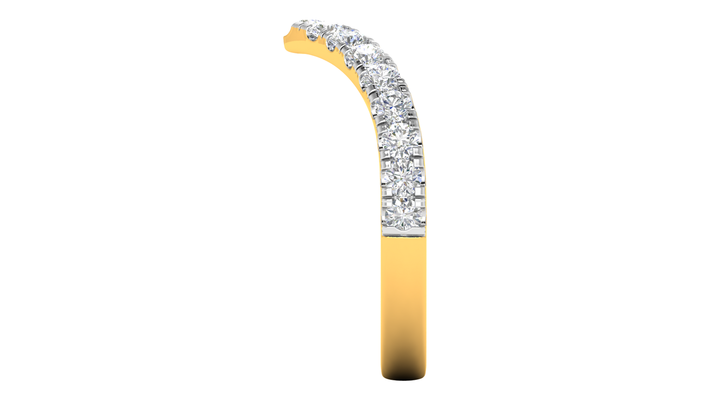 0.68 Ctw Elegant Diamond Chevron Ring Set In 14K Yellow Gold